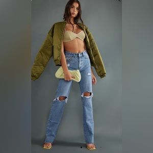 Pretty Little Thing Mid Blue Tall Straight Jeans